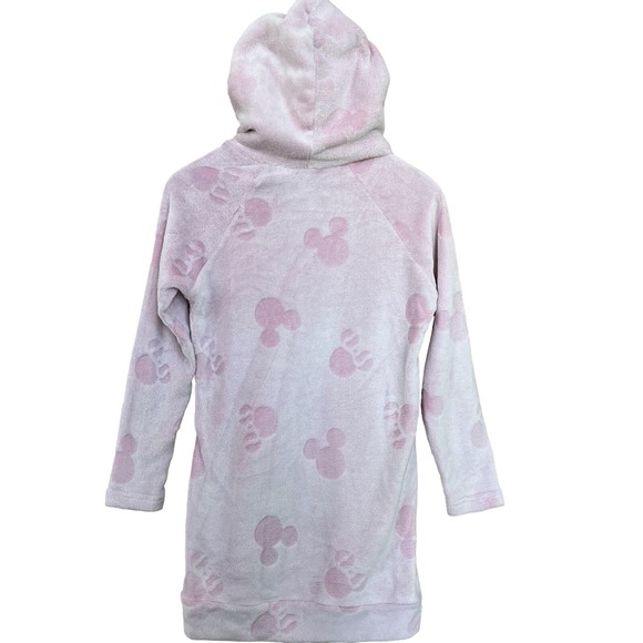 Disney Pajama Sherpa Hoodie Women XS Pink Pajama Pullover Robe Cover Mickey Ears - Picture 8 of 13